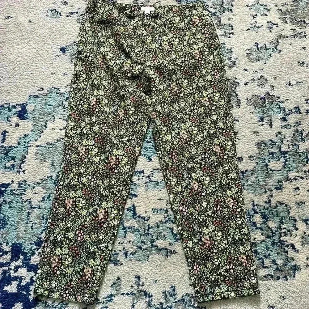 J. JILL Live-In Chino Pants Flat Front Stretch Multicolor Floral WMNS Sz 6p